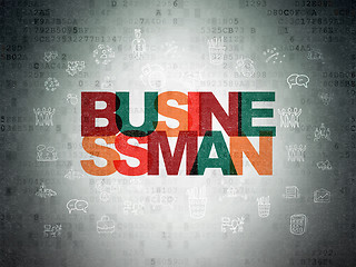 Image showing Finance concept: Businessman on Digital Data Paper background