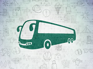 Image showing Vacation concept: Bus on Digital Data Paper background