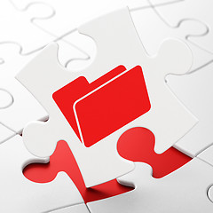Image showing Finance concept: Folder on puzzle background
