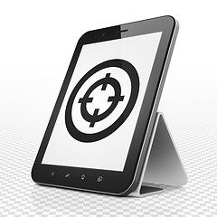 Image showing Finance concept: Tablet Computer with Target on display