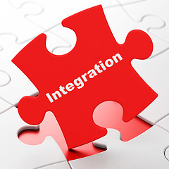 Image showing Business concept: Integration on puzzle background