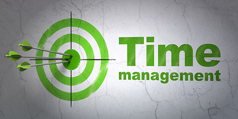 Image showing Timeline concept: target and Time Management on wall background