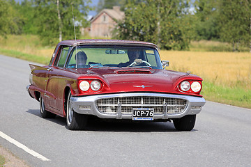 Image showing Red Ford Thunderbird Hardtop 1960 on the Road