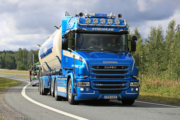 Image showing Blue Scania T580 Semi Tank Truck on the Road