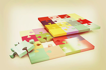 Image showing Many-colored puzzle pattern. 3D illustration. Vintage style.