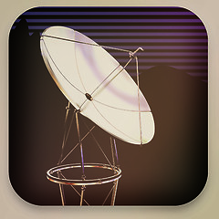 Image showing Satellite dish icon . 3D illustration. Vintage style.