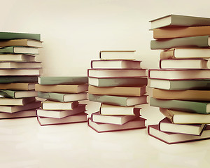 Image showing colorful real books. 3D illustration. Vintage style.