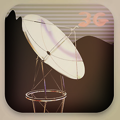 Image showing Satellite dish icon . 3D illustration. Vintage style.