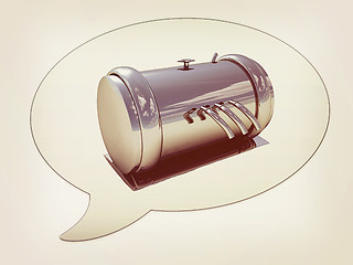 Image showing messenger window icon and chrome metal pressure vessel . 3D illu