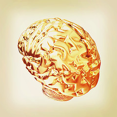 Image showing Gold human brain. 3D illustration. Vintage style.