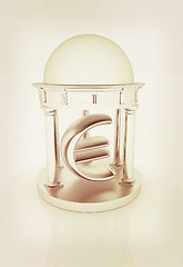 Image showing Euro sign in rotunda . 3D illustration. Vintage style.