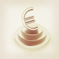 Image showing Euro sign on podium. 3D icon. 3D illustration. Vintage style.
