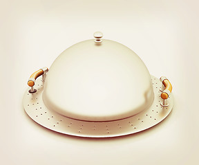 Image showing restaurant cloche. 3D illustration. Vintage style.