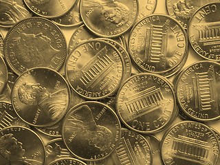 Image showing Dollar coins background - vintage