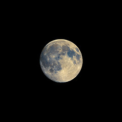 Image showing Full moon seen with telescope, enhanced colours