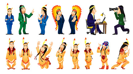 Image showing Vector set of american indians illustrations.