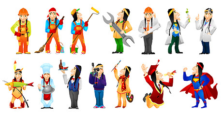 Image showing Vector set of american indians illustrations.