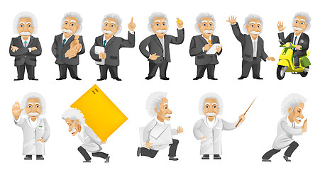 Image showing Vector set of gray-haired old man illustrations.