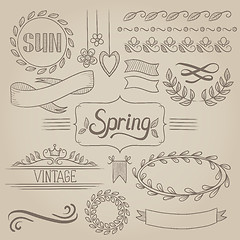 Image showing Set of spring ribbons and elements.