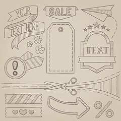 Image showing Set of sale ribbons and elements.
