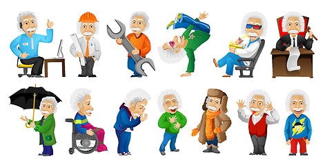 Image showing Vector set of gray-haired old man illustrations.