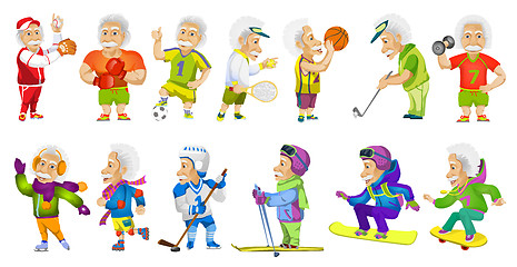 Image showing Vector set of old sports man illustrations.