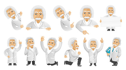 Image showing Vector set of gray-haired old man illustrations.