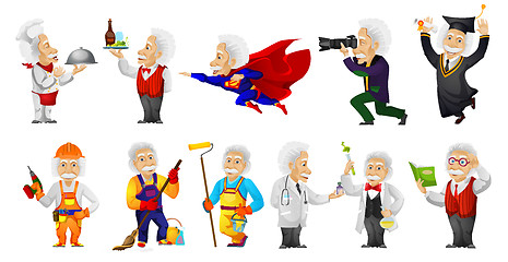 Image showing Vector set of gray-haired old man illustrations.