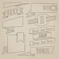 Image showing Set of vintage ribbons, frames and elements.