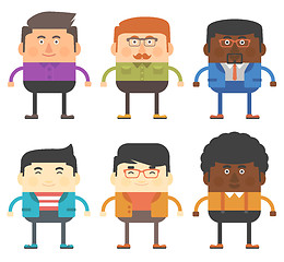 Image showing Vector set of six men characters different races.