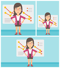 Image showing Bancrupt business woman vector illustration.