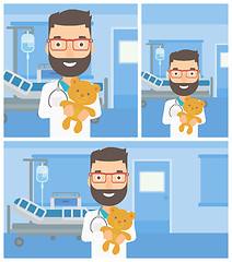 Image showing Pediatrician doctor holding teddy bear.