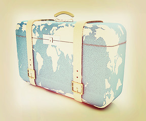 Image showing suitcase for travel . 3D illustration. Vintage style.