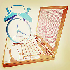 Image showing Notebook and clock . 3D illustration. Vintage style.