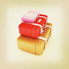 Image showing Traveler\'s suitcases. 3D illustration. Vintage style.