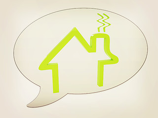 Image showing messenger window icon and Save energy house concept . 3D illustr