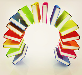 Image showing Colorful books like the rainbow . 3D illustration. Vintage style