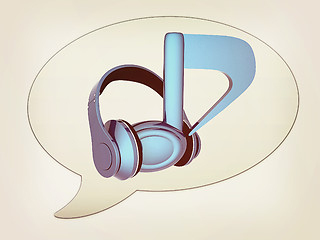 Image showing messenger window icon. Blue headphones and note. 3D illustration