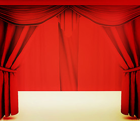 Image showing Red curtains. 3D illustration. Vintage style.