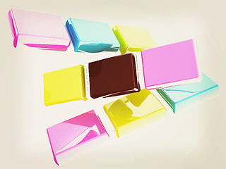 Image showing Glossy CMYK cubes on white . 3D illustration. Vintage style.