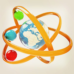 Image showing 3d atom. Global concept. 3D illustration. Vintage style.