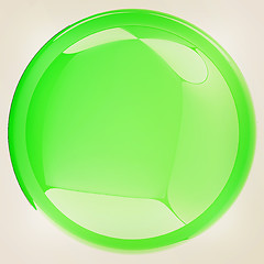 Image showing Glossy green button. 3D illustration. Vintage style.