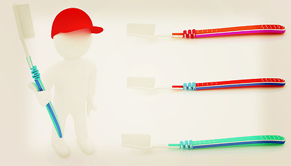 Image showing Toothbrush set . 3D illustration. Vintage style.