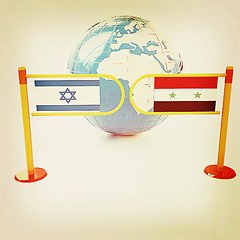 Image showing Three-dimensional image of the turnstile and flags of Israel and