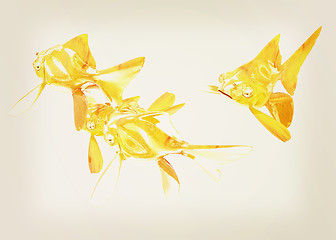 Image showing Gold fishes. 3D illustration. Vintage style.