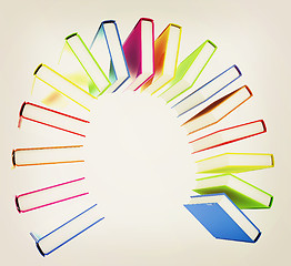 Image showing Colorful books like the rainbow . 3D illustration. Vintage style