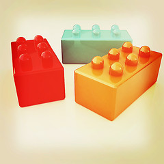 Image showing Building blocks on white . 3D illustration. Vintage style.