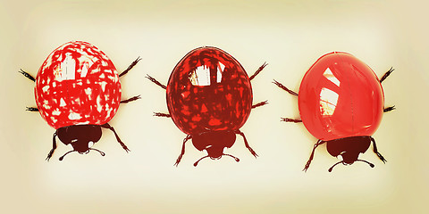 Image showing Ladybirds. 3D illustration. Vintage style.