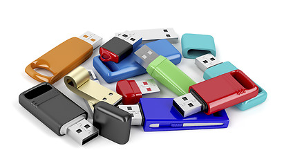 Image showing Bunch of usb flash drives