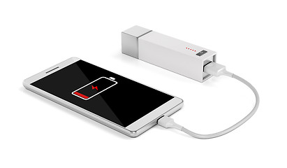 Image showing Smartphone charging with external battery